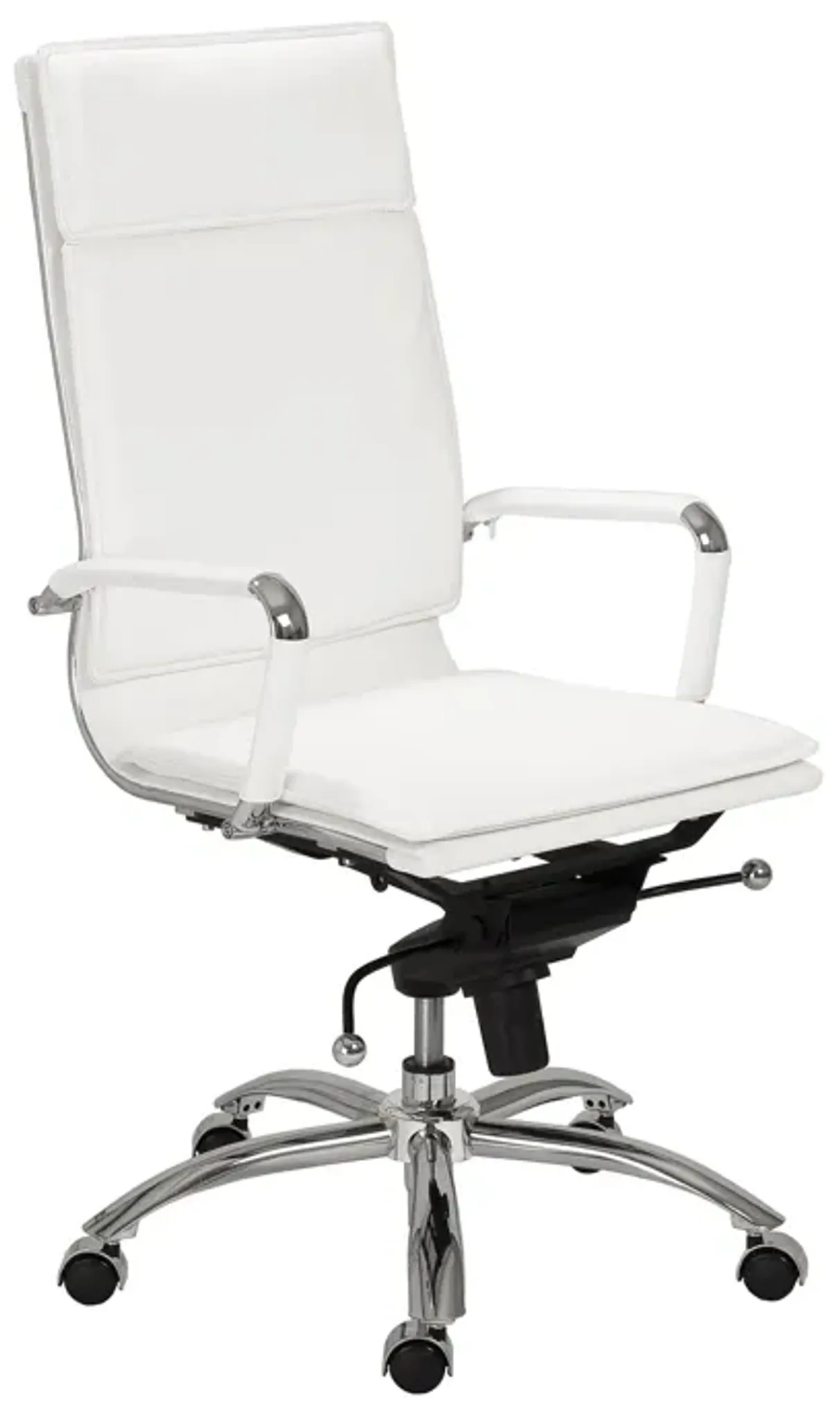 Gunar Pro High Back Office Chair in White with Chromed Steel Base