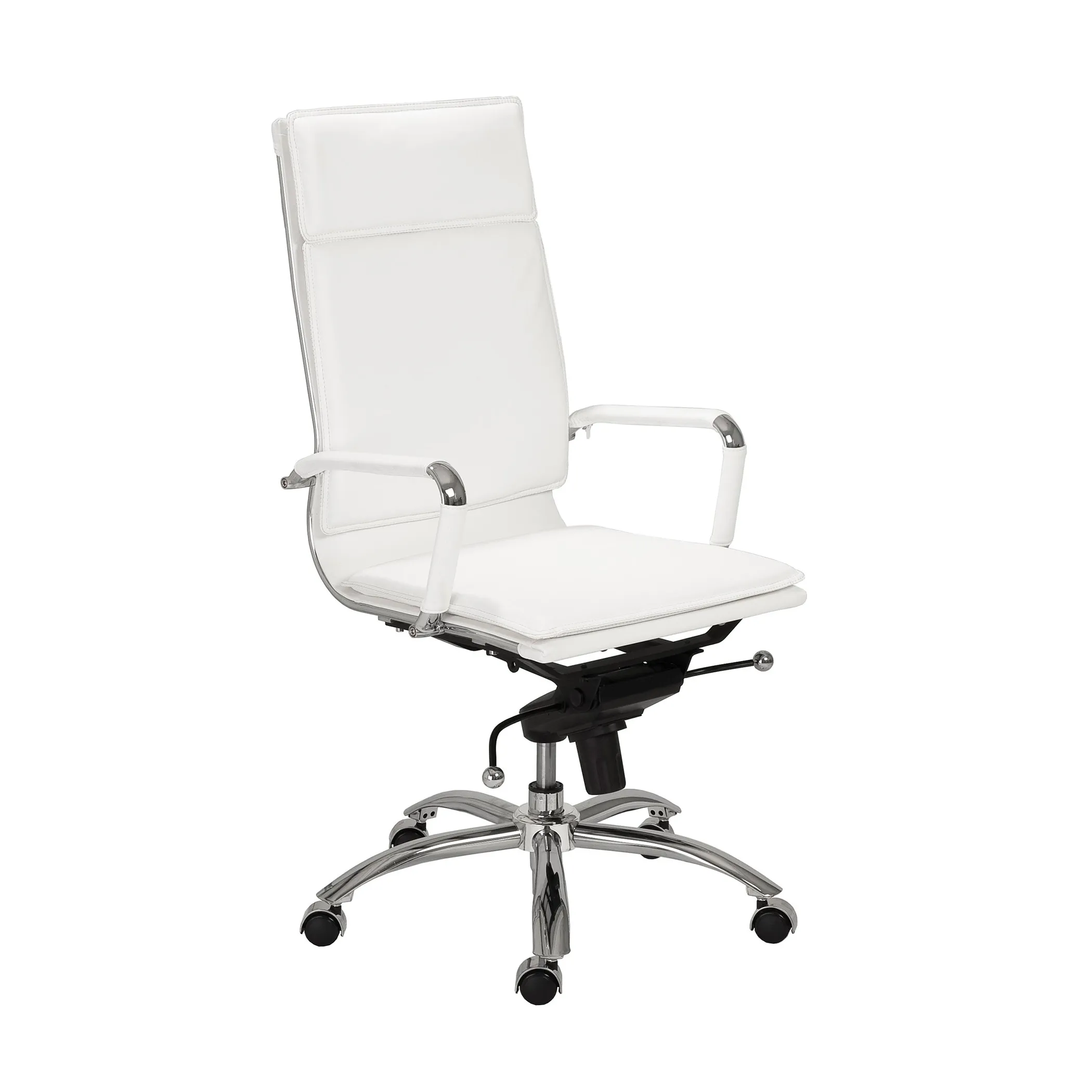 Gunar Pro High Back Office Chair in White with Chromed Steel Base