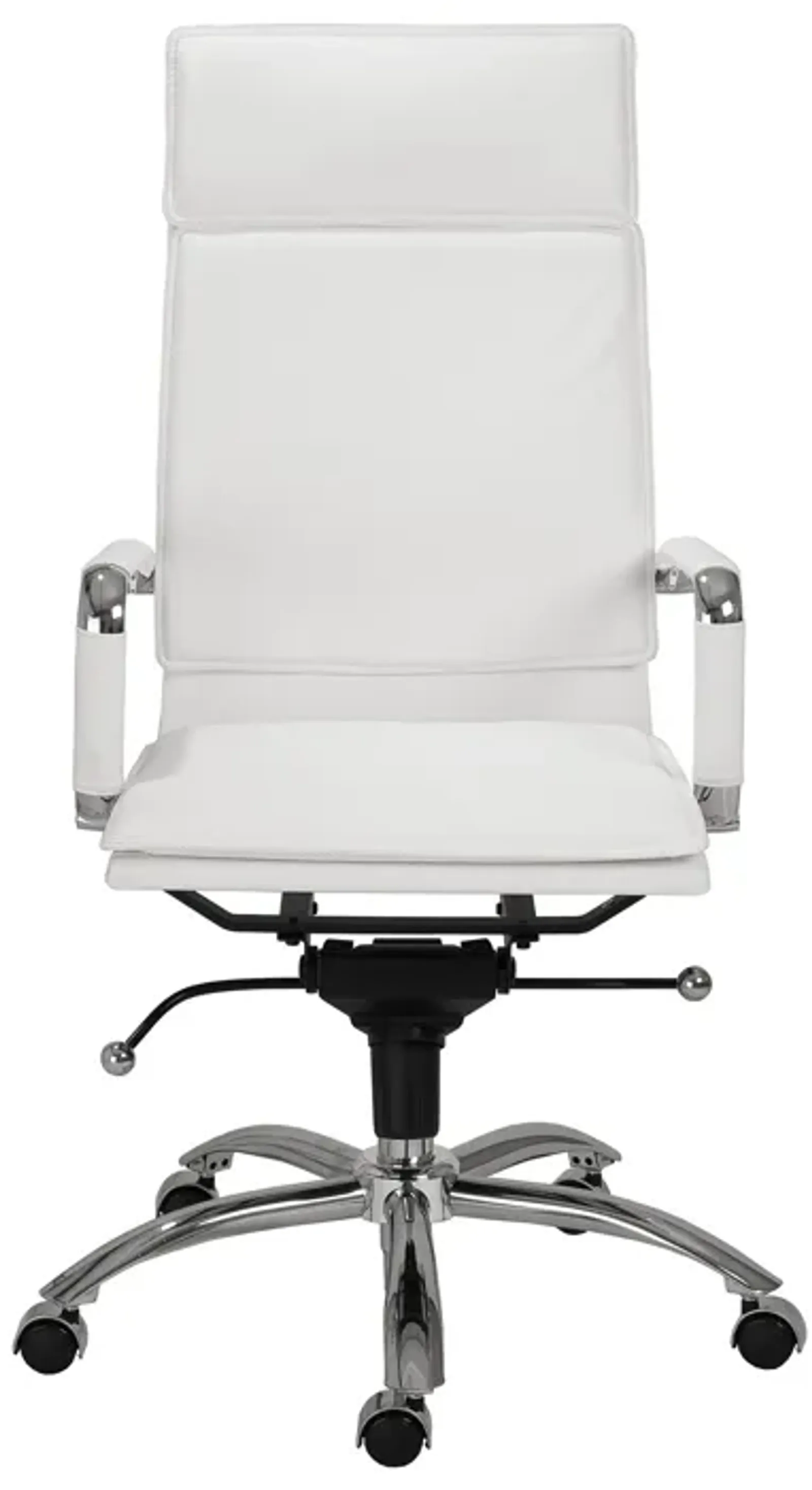 Gunar Pro High Back Office Chair in White with Chromed Steel Base