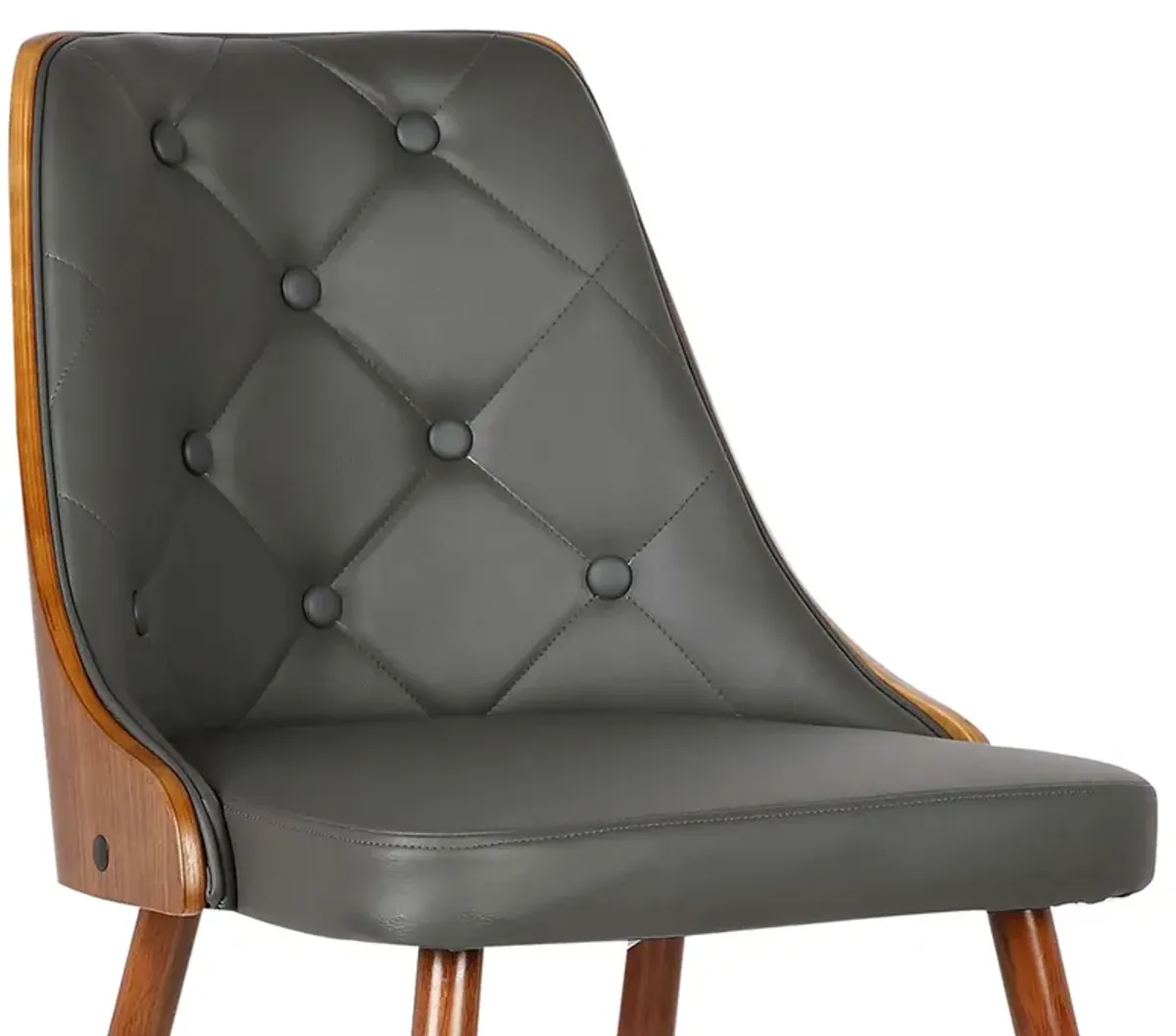 Lily Mid-Century Dining Chair in Walnut Finish and Gray Faux Leather