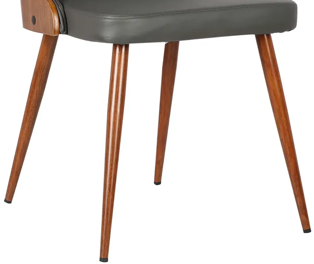 Lily Mid-Century Dining Chair in Walnut Finish and Gray Faux Leather