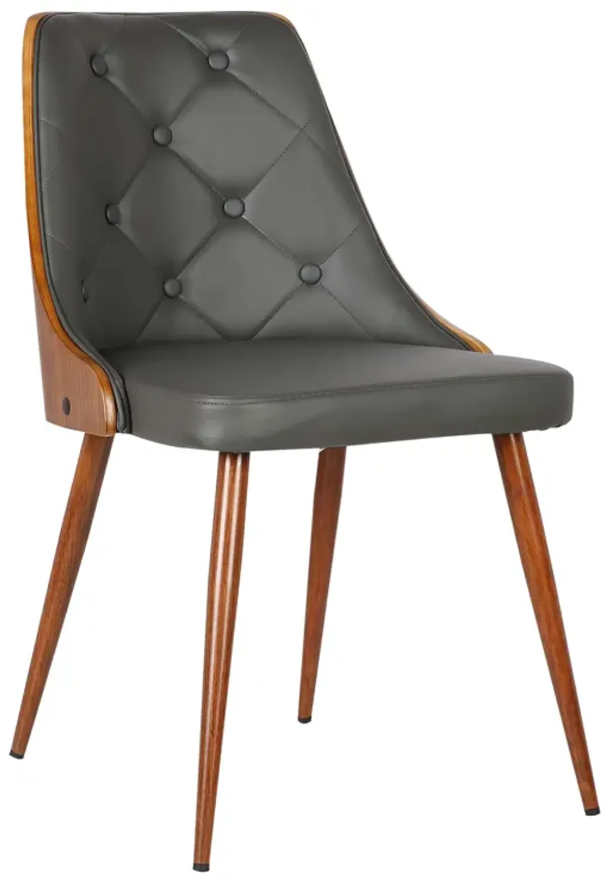 Lily Mid-Century Dining Chair in Walnut Finish and Gray Faux Leather