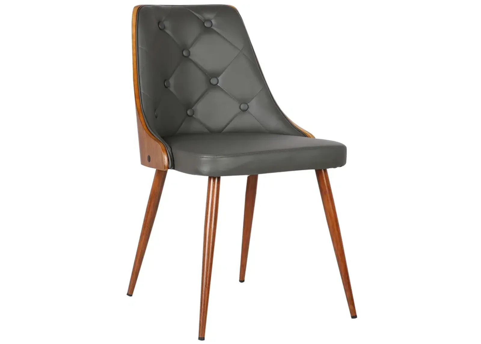 Lily Mid-Century Dining Chair in Walnut Finish and Gray Faux Leather