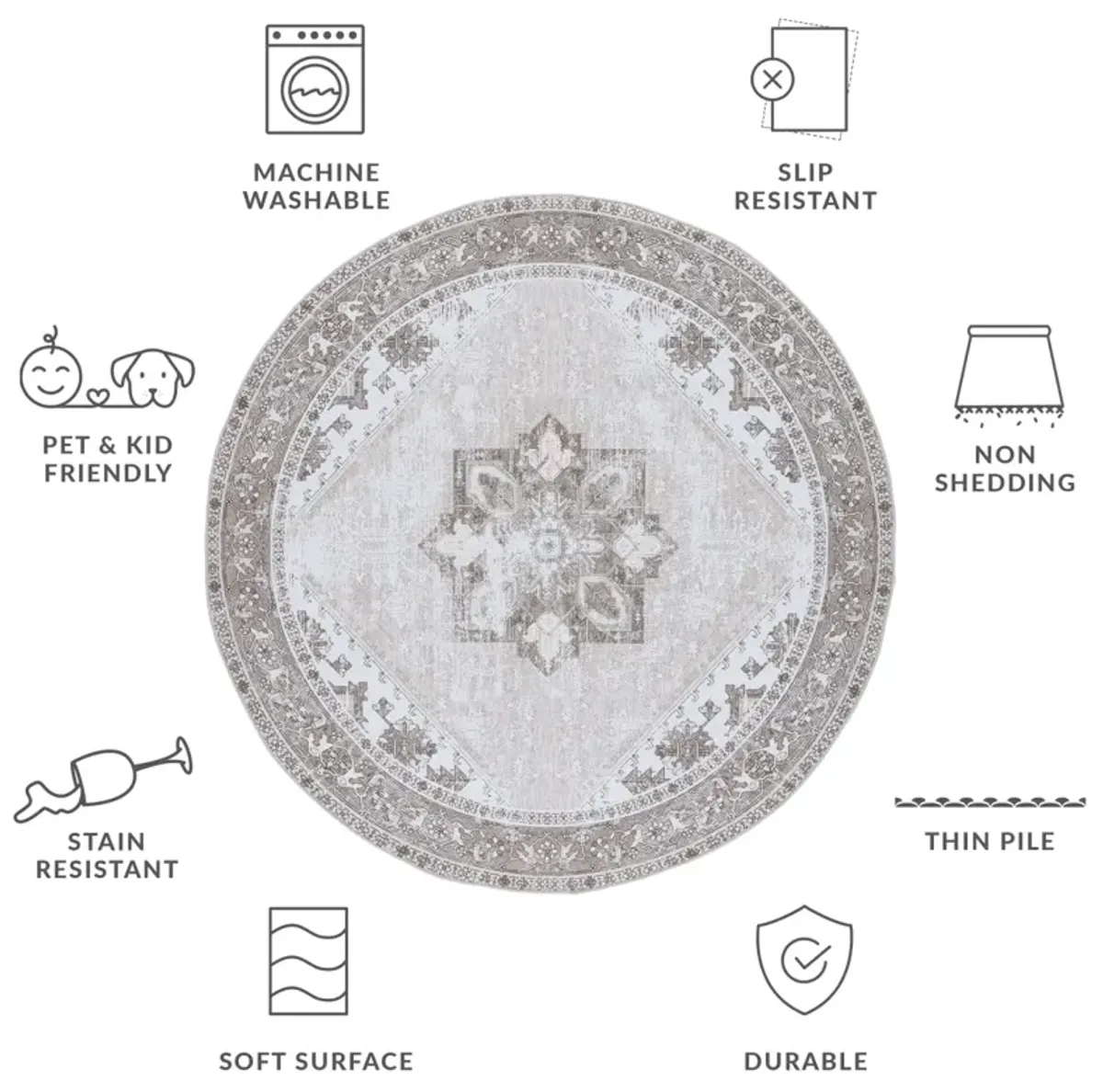 TUCSON 102 M/W S/R SAGE  8' x 8' Round Round Rug