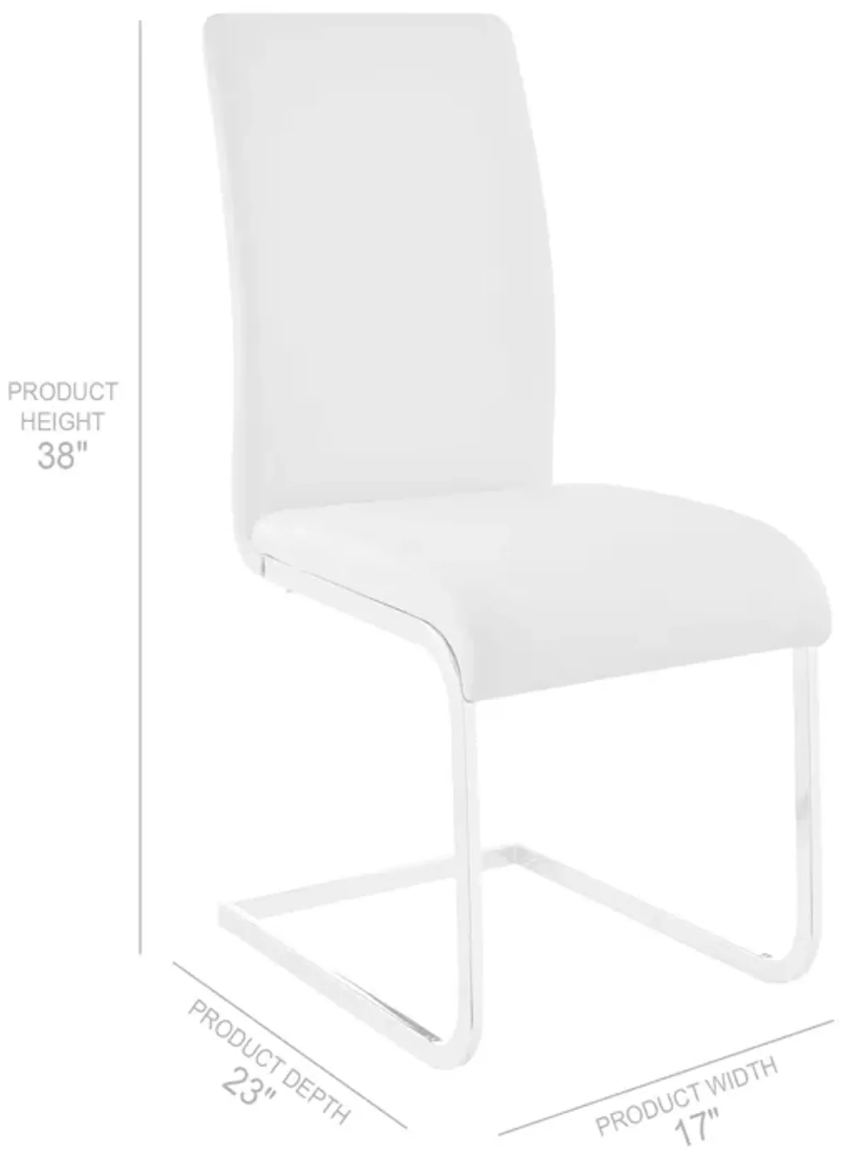 Amanda Contemporary Side Chair in White Faux Leather and Chrome Finish - Set of 2