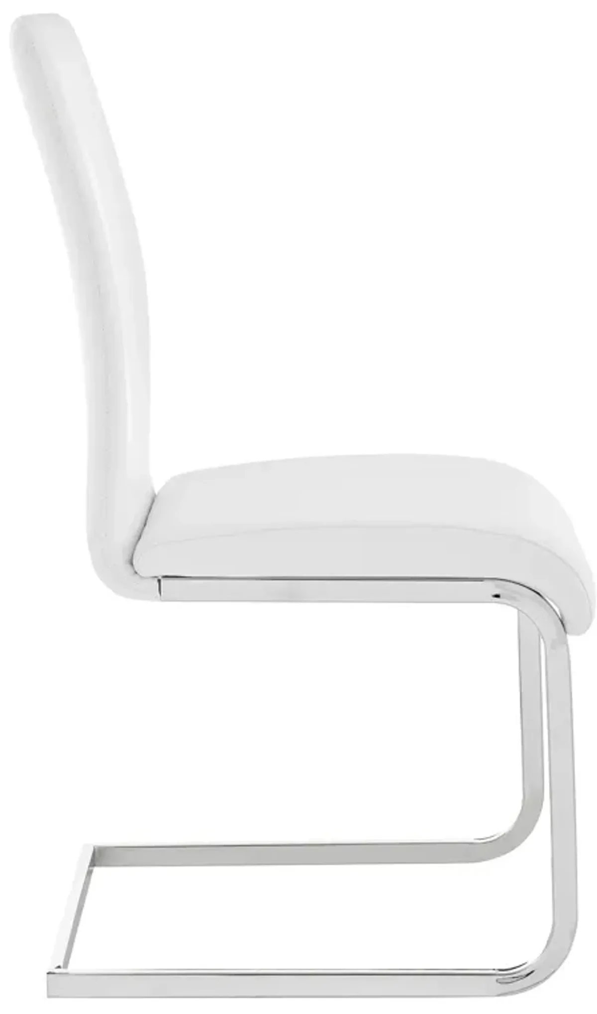 Amanda Contemporary Side Chair in White Faux Leather and Chrome Finish - Set of 2