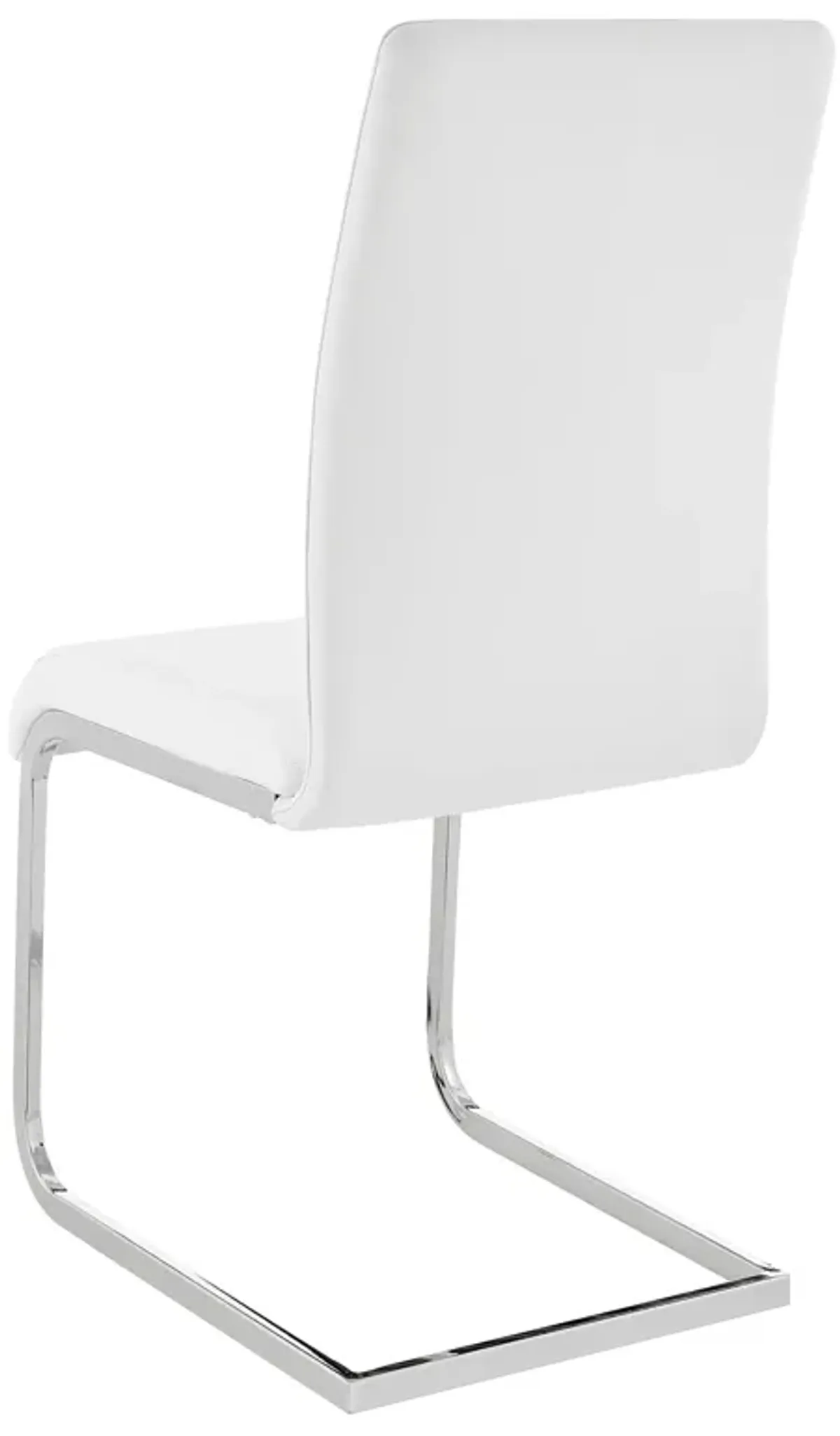 Amanda Contemporary Side Chair in White Faux Leather and Chrome Finish - Set of 2