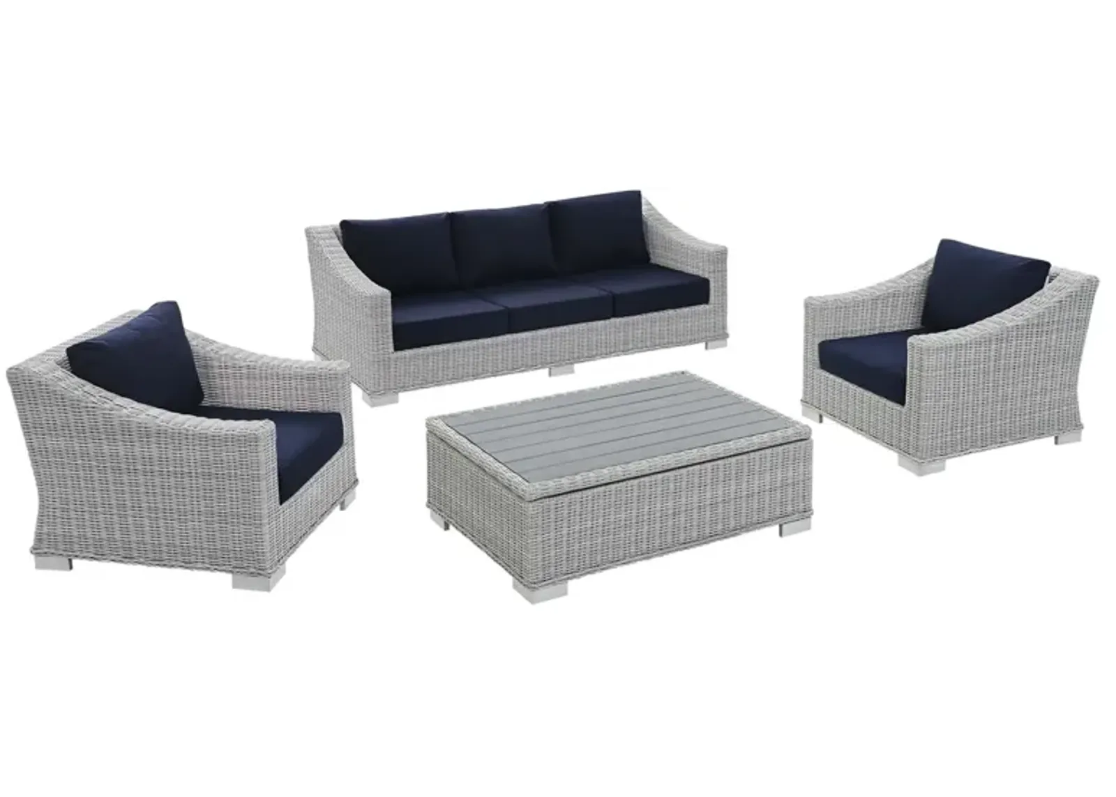 Conway Sunbrella® Outdoor Patio Wicker Rattan 4-Piece Furniture Set