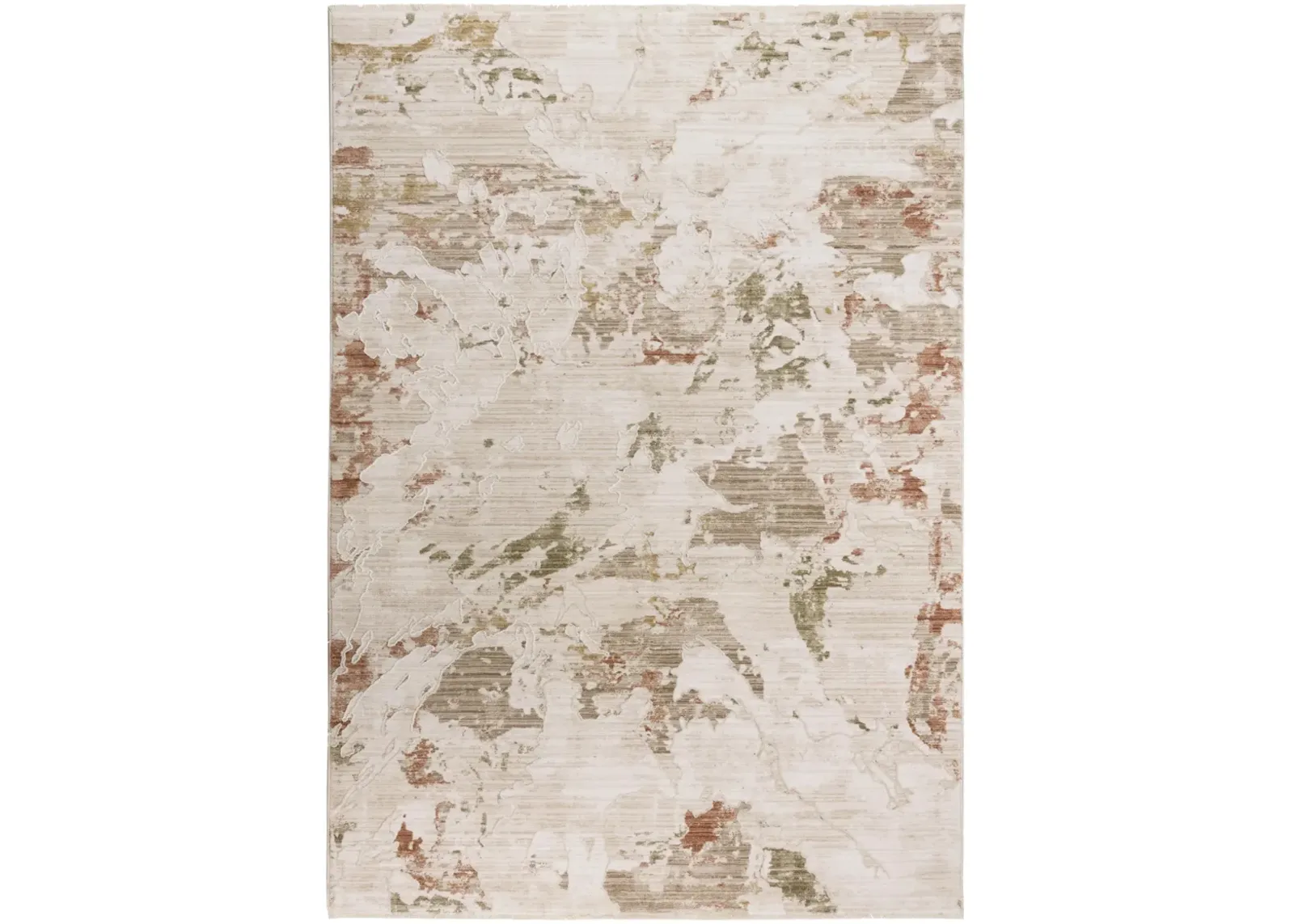 Iconic Ivory Abstract Polyester/Propylene 3'11" x 5'6" Rectangle Rug