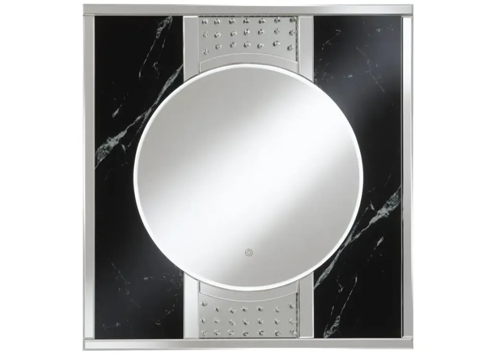 Carter Square LED Wall Mirror Silver and Black