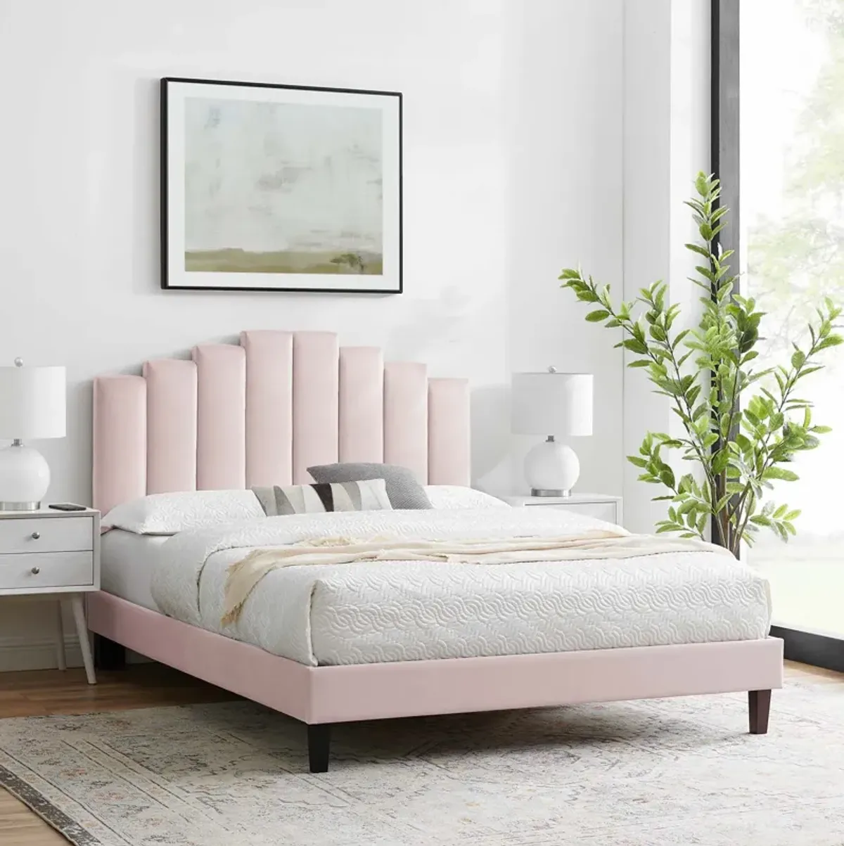 Elise Full Performance Velvet Platform Bed