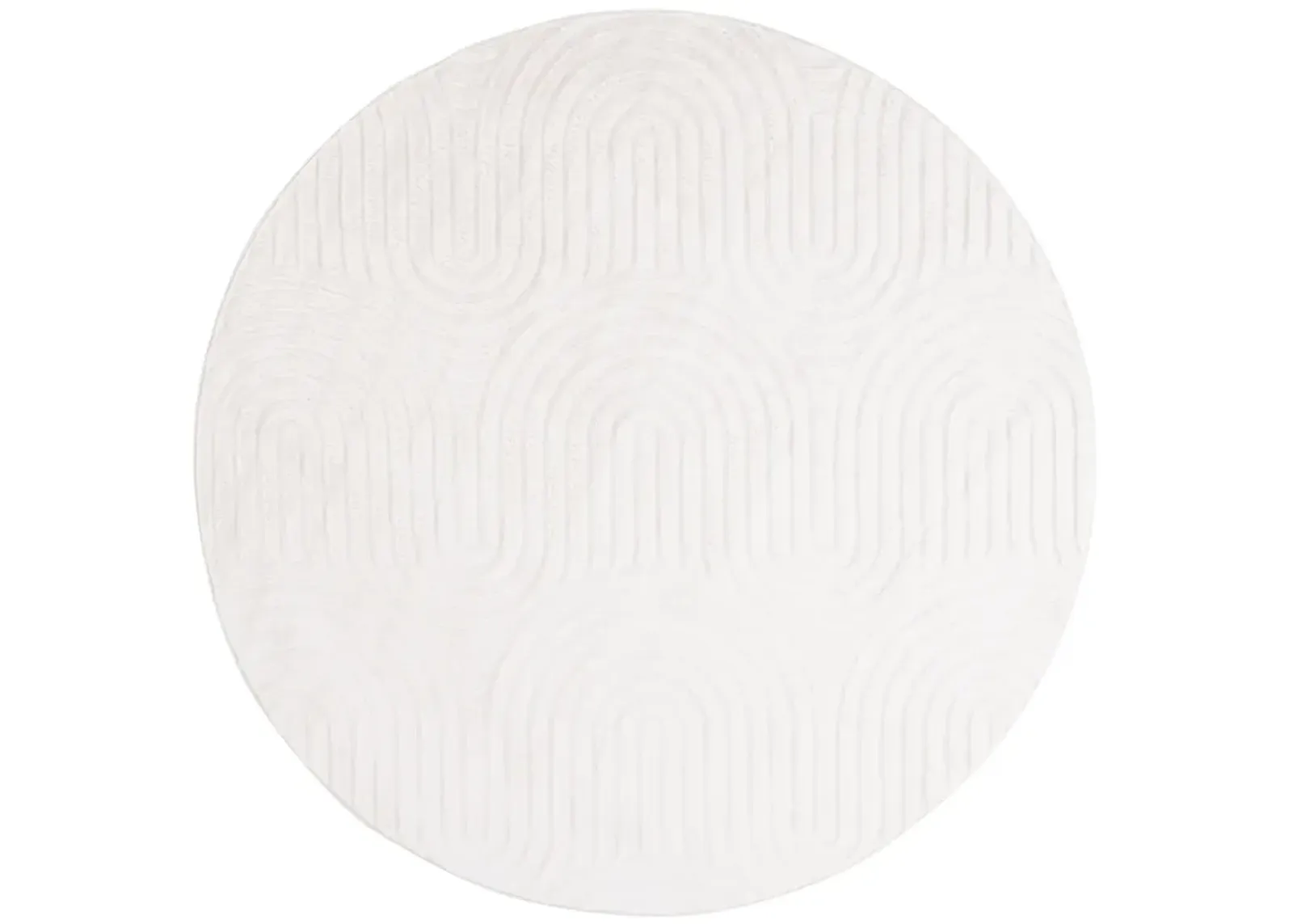 FAUX RABBIT FUR 881 IVORY 6' x 6' Round Round Rug