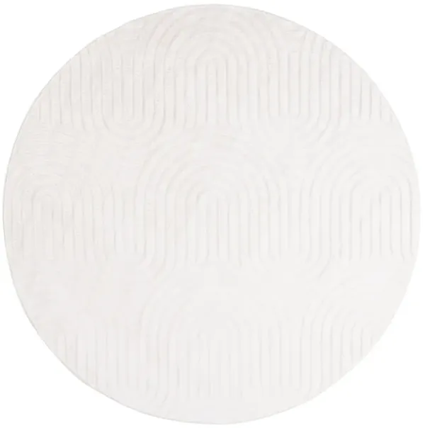 FAUX RABBIT FUR 881 IVORY 6' x 6' Round Round Rug