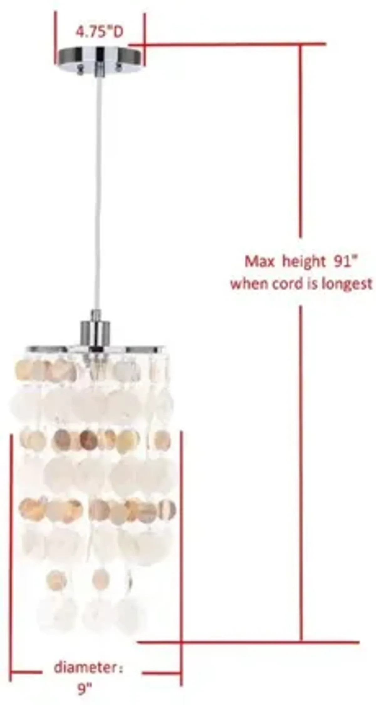 Modern Capiz 1 Light 9-Inch Dia Pendant