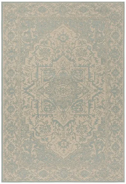 LINDEN 139 Collection LND139L-4 Cream / Aqua 4' X 6'