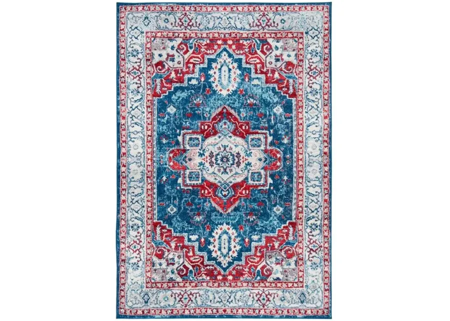 Brentwood 851 Navy / Red 8' X 10' Large Rectangle Powerloomed Rug