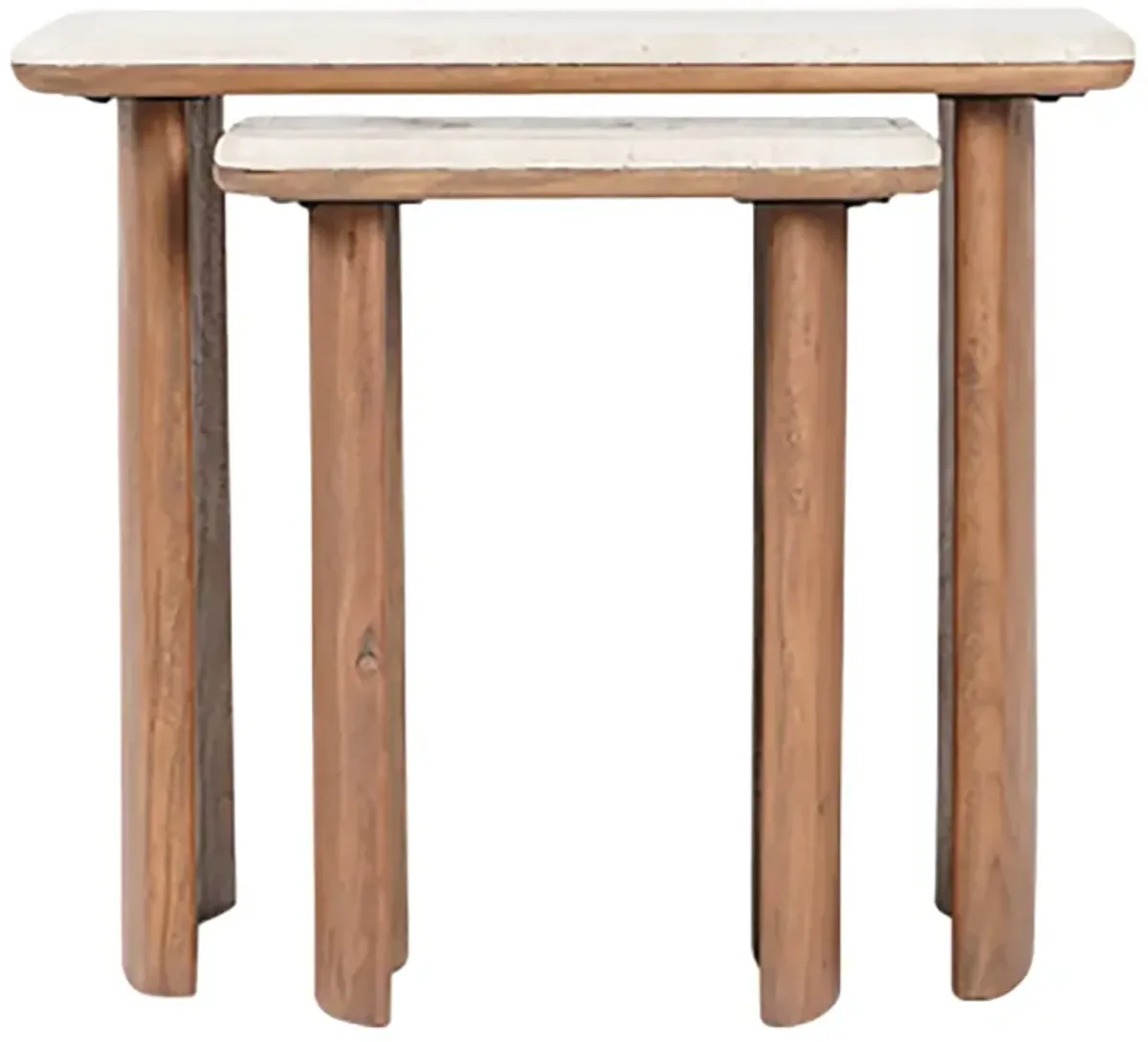 S/2 18/21" Nested Travertine Side Tables,brown, Kd - Set of 2