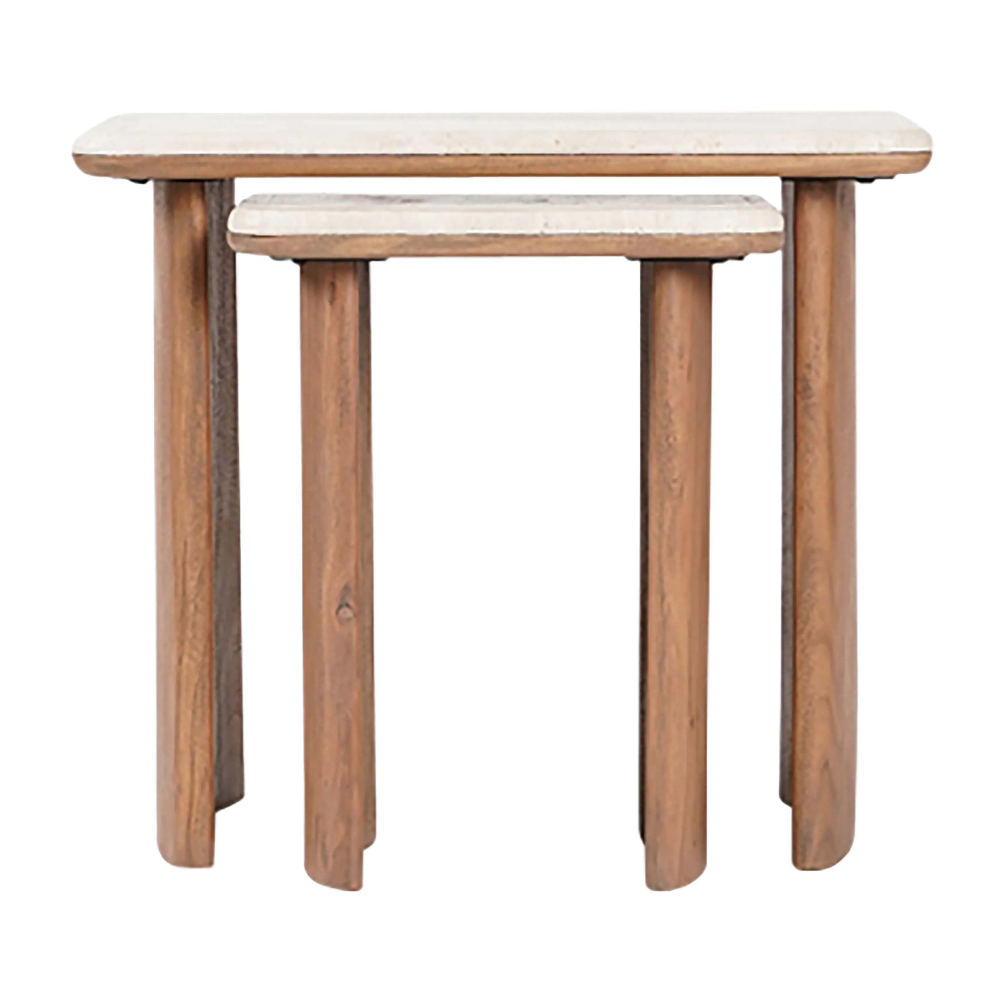 S/2 18/21" Nested Travertine Side Tables,brown, Kd - Set of 2