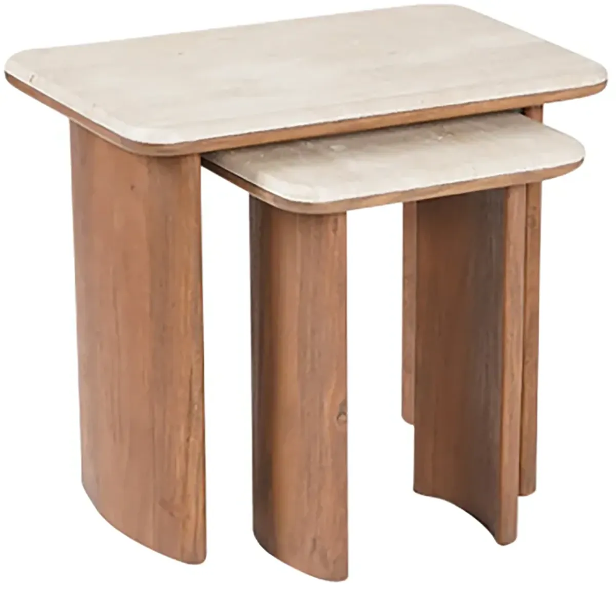 S/2 18/21" Nested Travertine Side Tables,brown, Kd - Set of 2