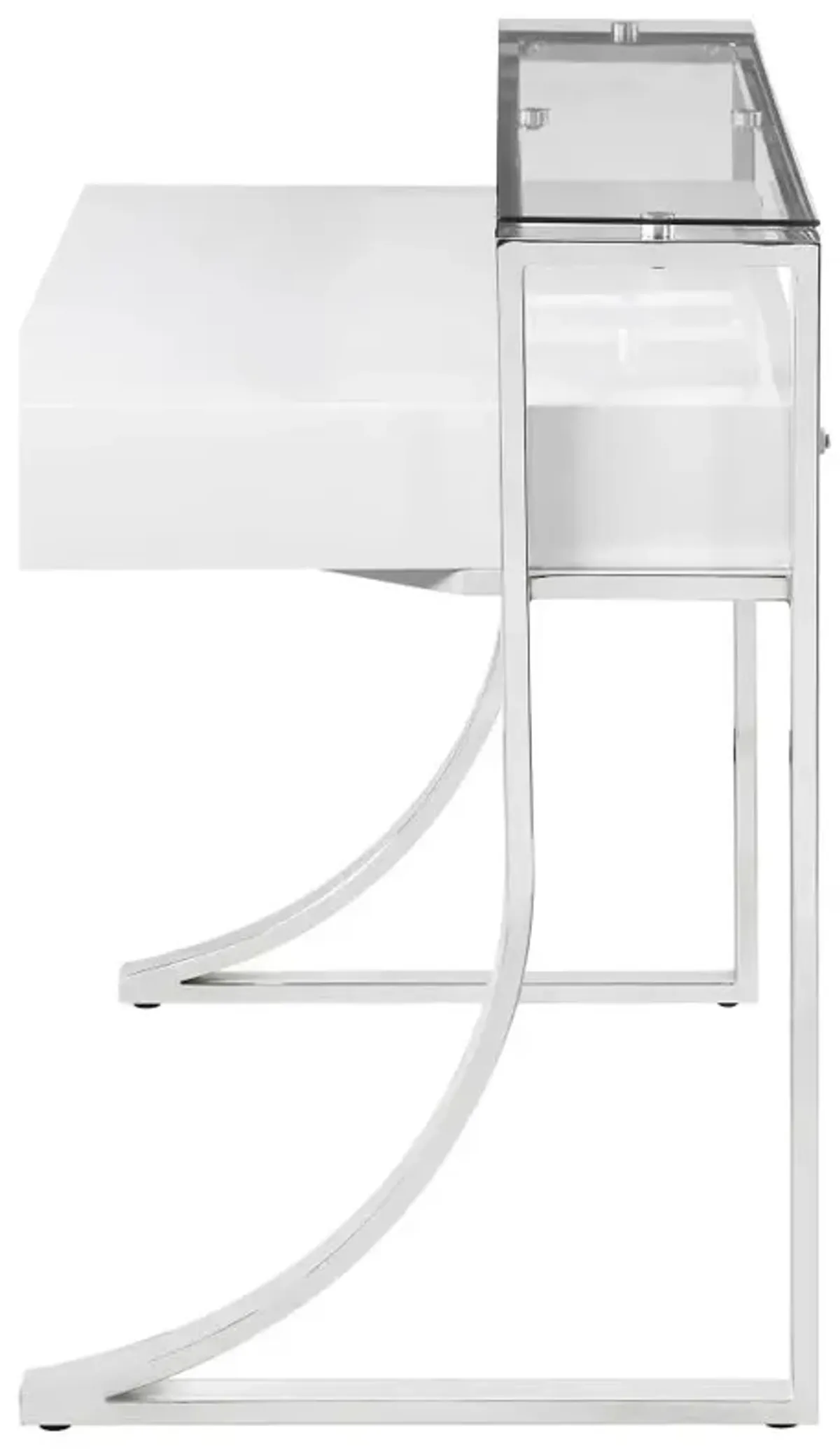 Gemma 2-drawer Writing Desk Glossy White and Chrome