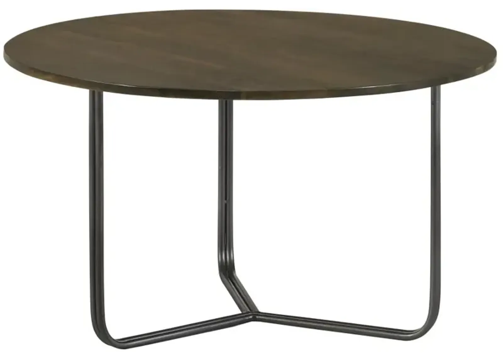 Yaritza Round Accent Table with Triangle Wire Base Natural and Gunmetal