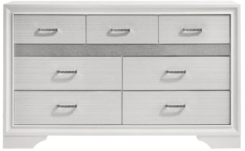 Miranda 7-drawer Dresser White and Rhinestone