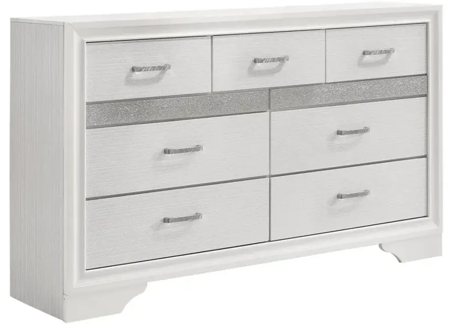 Miranda 7-drawer Dresser White and Rhinestone