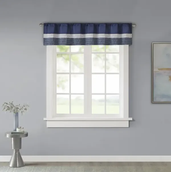 Madison Park Amherst Navy Polyoni Pintuck Window Valance