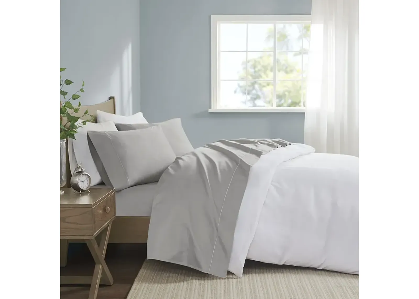 Madison Park 600 Thread Count Light Grey Pima Cotton Sheet Set