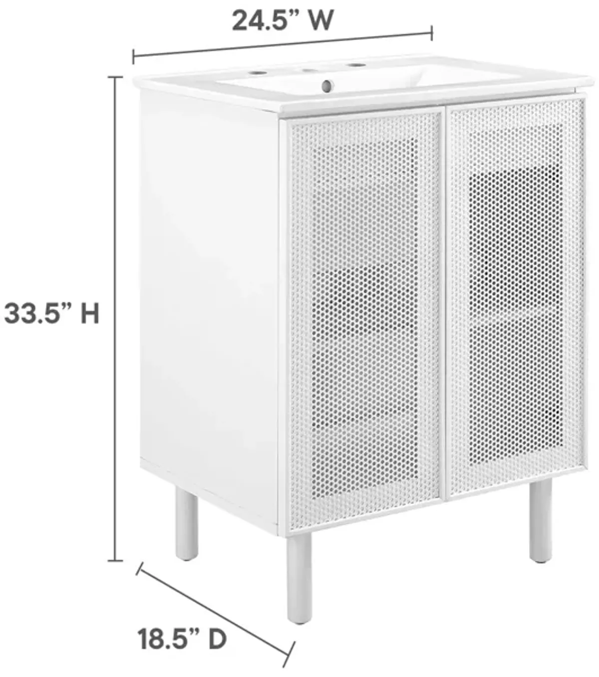 Calla 24" Perforated Metal Bathroom Vanity by Modway