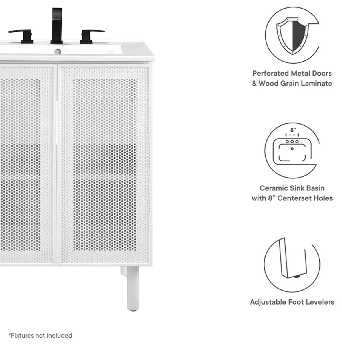 Calla 24" Perforated Metal Bathroom Vanity by Modway