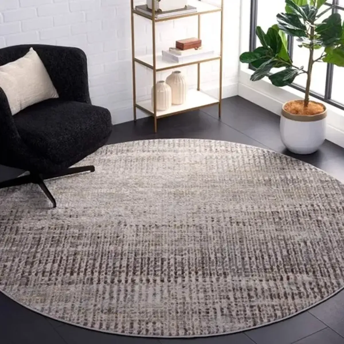 PALMA 358 Grey 6'-7' X 6'-7' Round Round Rug