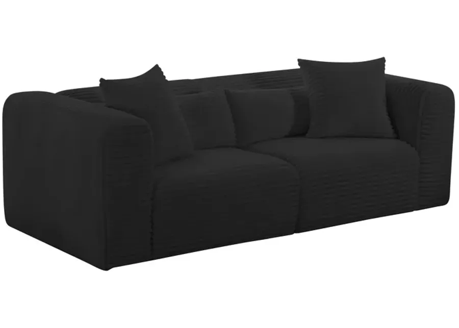 Tarra Fluffy Oversized Black Corduroy Modular Loveseat