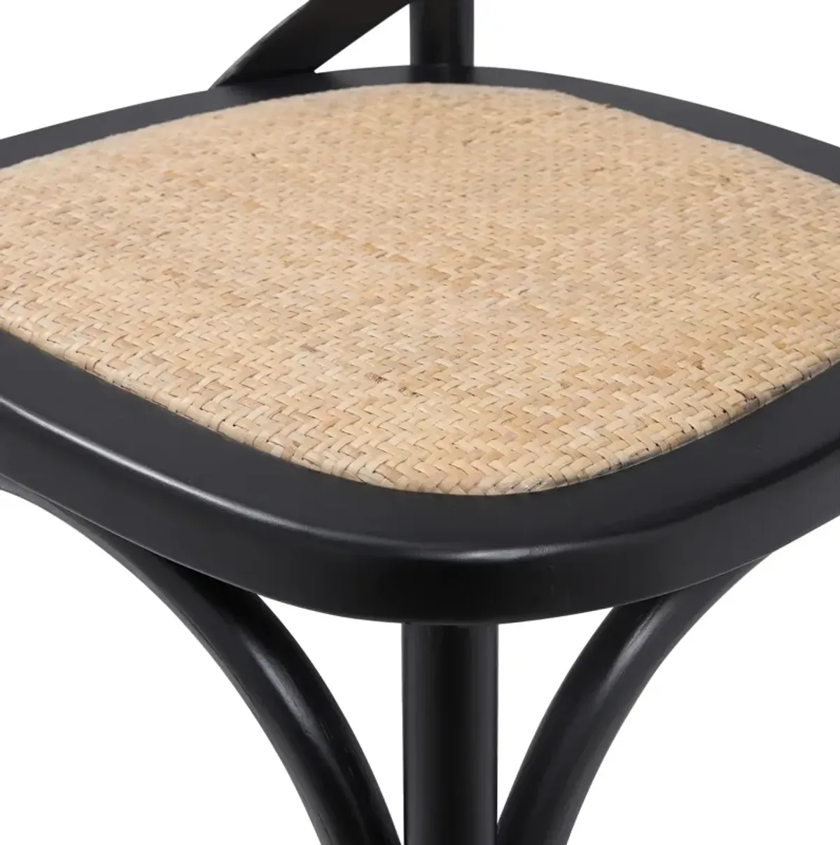 Neyo Side Chair in Black with Natural Rattan Seat - Set of 2