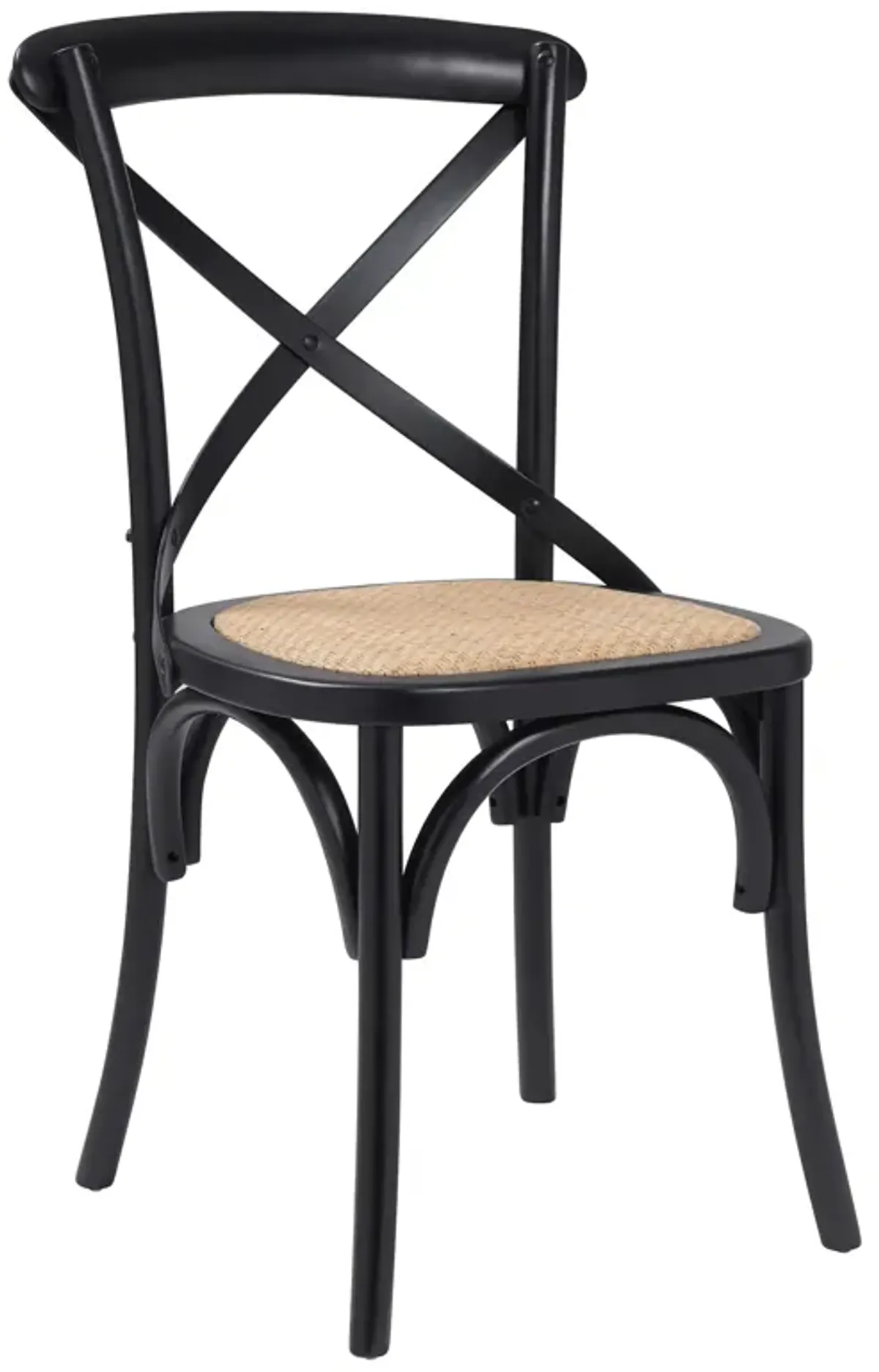 Neyo Side Chair in Black with Natural Rattan Seat - Set of 2