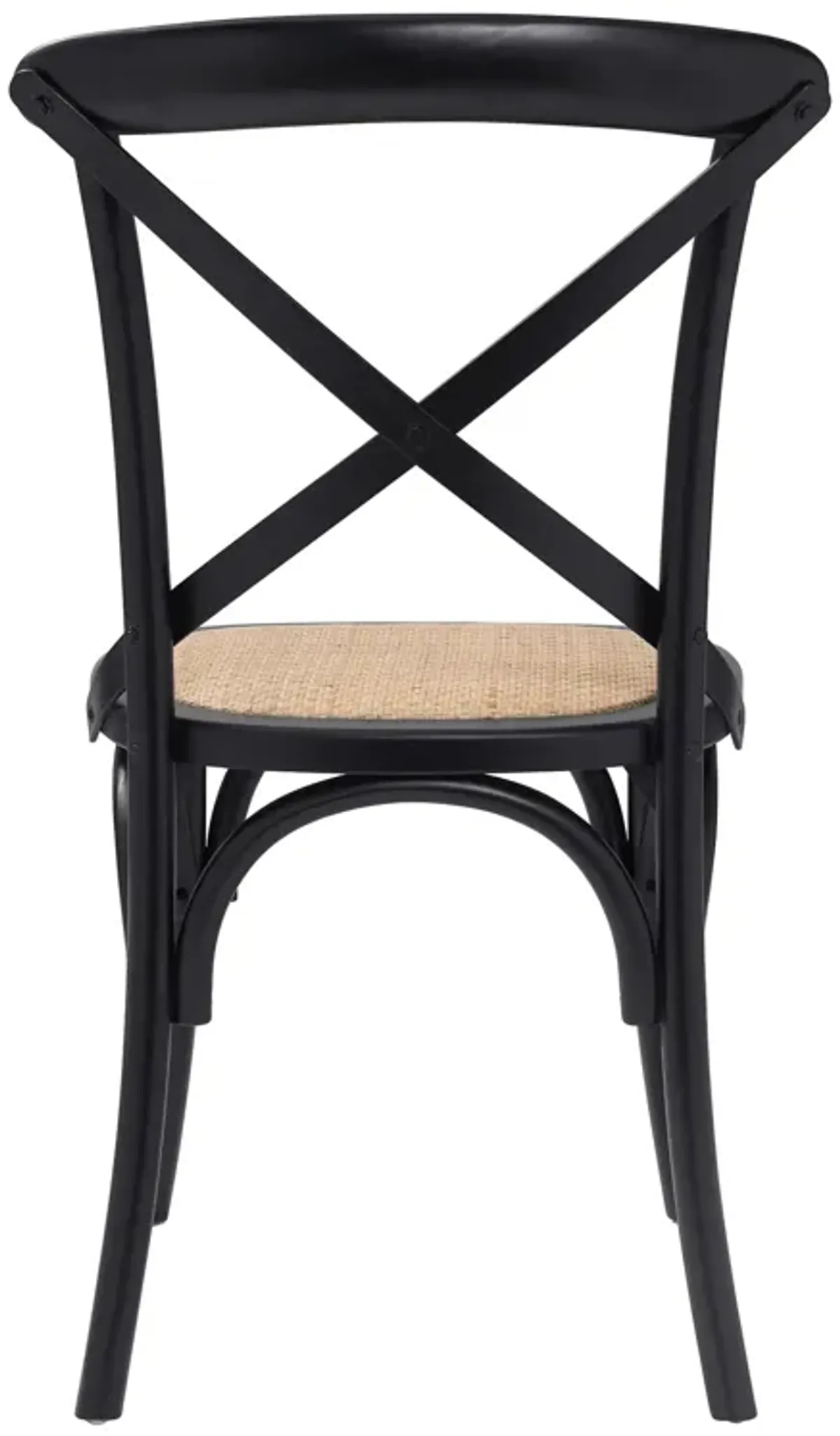 Neyo Side Chair in Black with Natural Rattan Seat - Set of 2