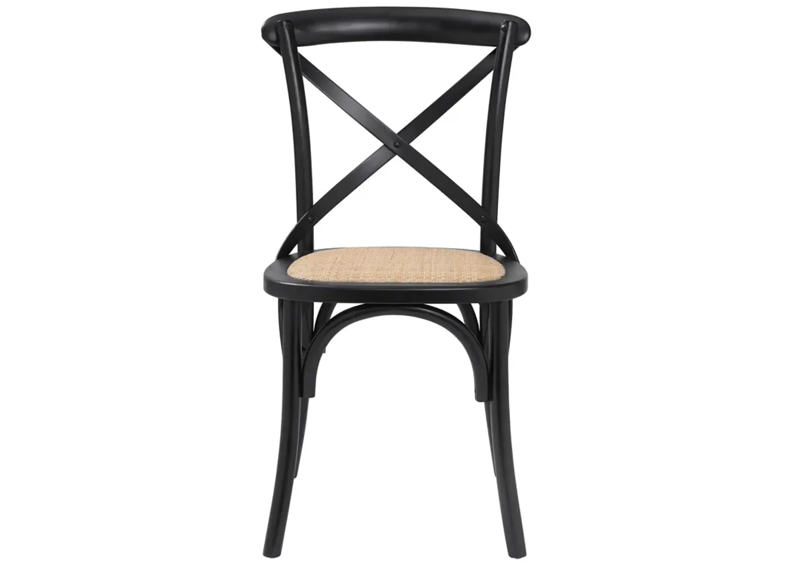 Neyo Side Chair in Black with Natural Rattan Seat - Set of 2