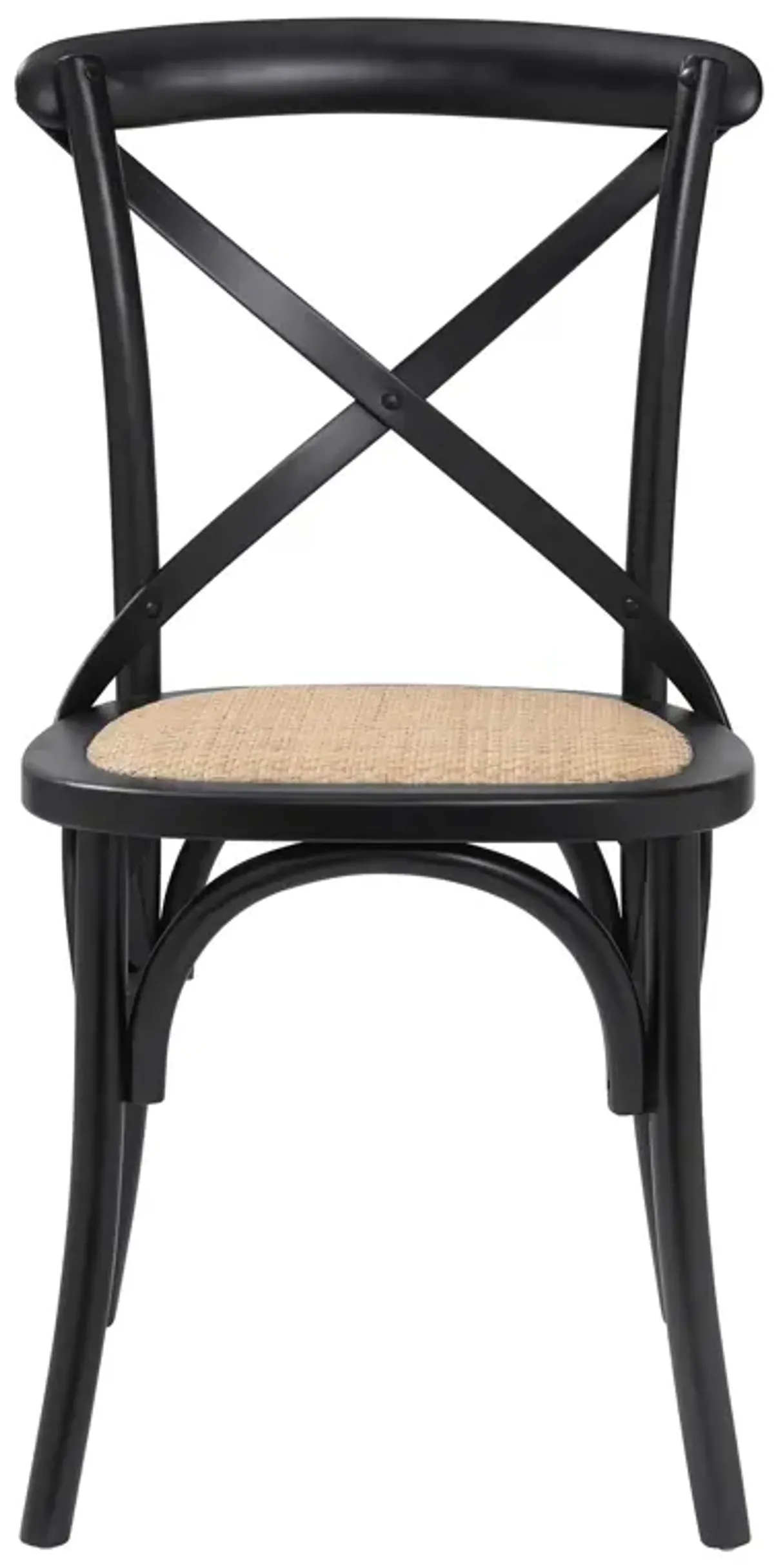 Neyo Side Chair in Black with Natural Rattan Seat - Set of 2