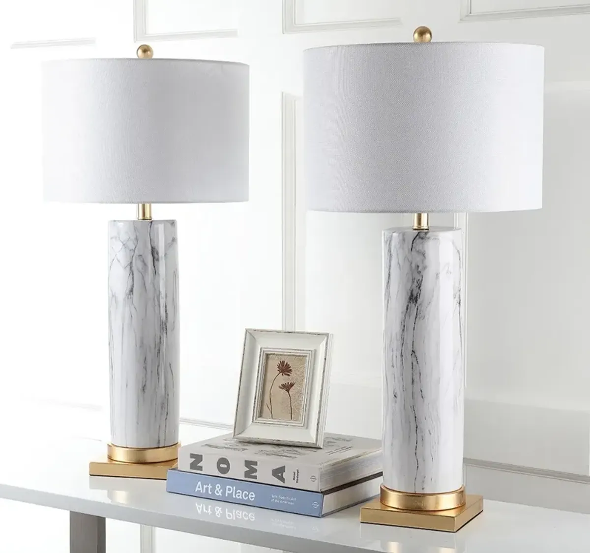 Sonia Faux Marble 31.25-Inch H Table Lamp - Set of 2