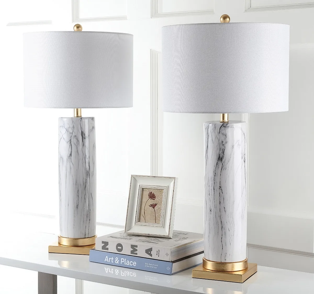 Sonia Faux Marble 31.25-Inch H Table Lamp - Set of 2