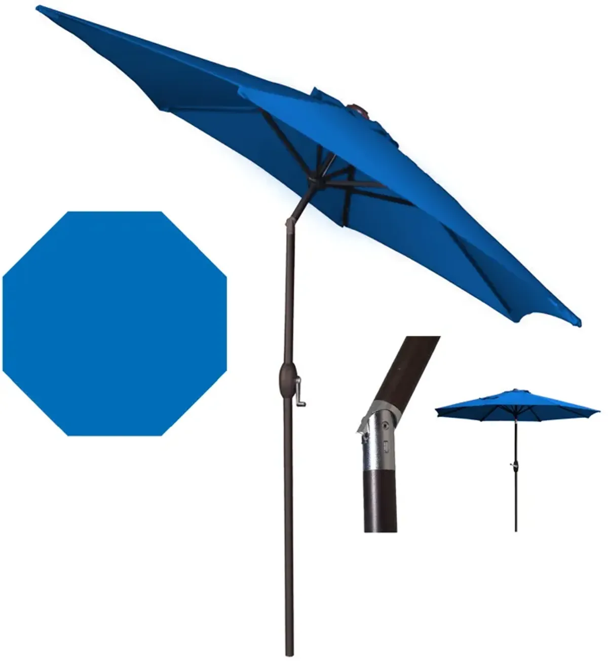 Panama Jack Blue 9 Ft Alum Patio Umbrella W/Crank