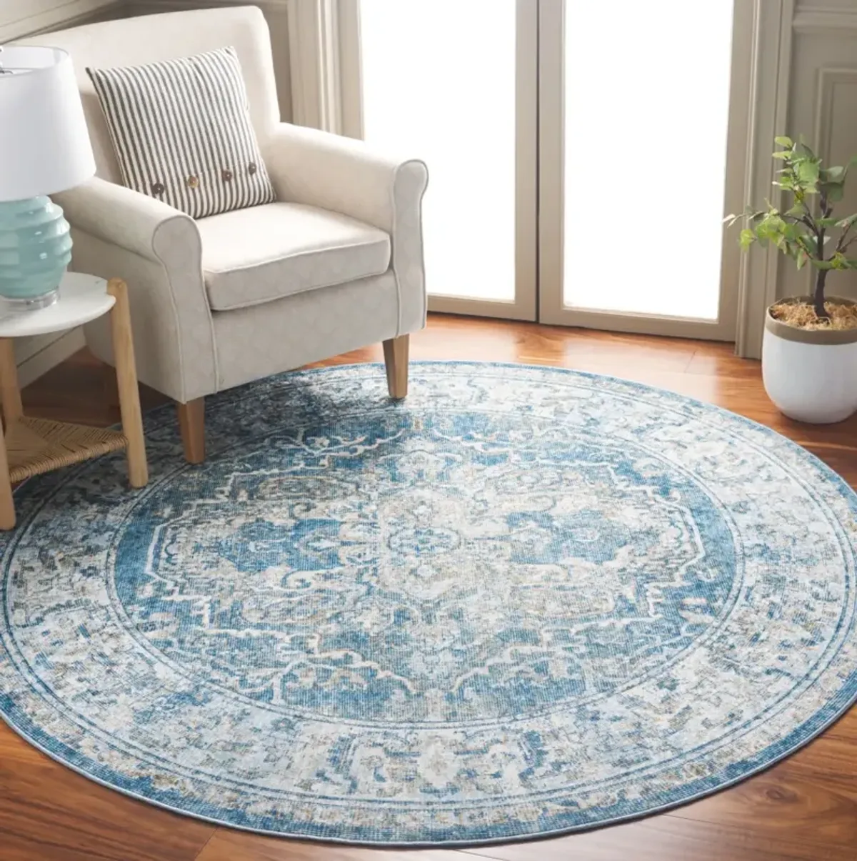 ORLANDO 768 BLUE  6'-7' x 6'-7' Round Round Rug