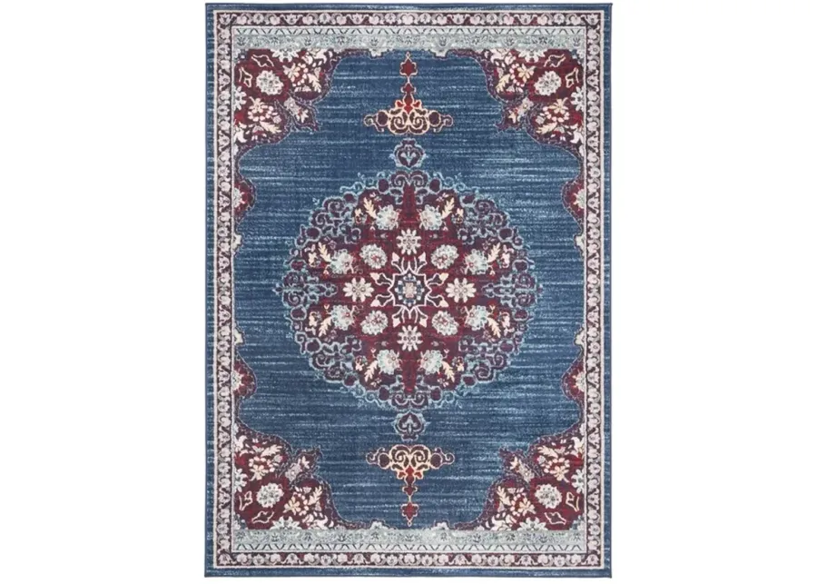 Brentwood 867 Navy / Burgundy 4' X 6' Small Rectangle Powerloomed Rug