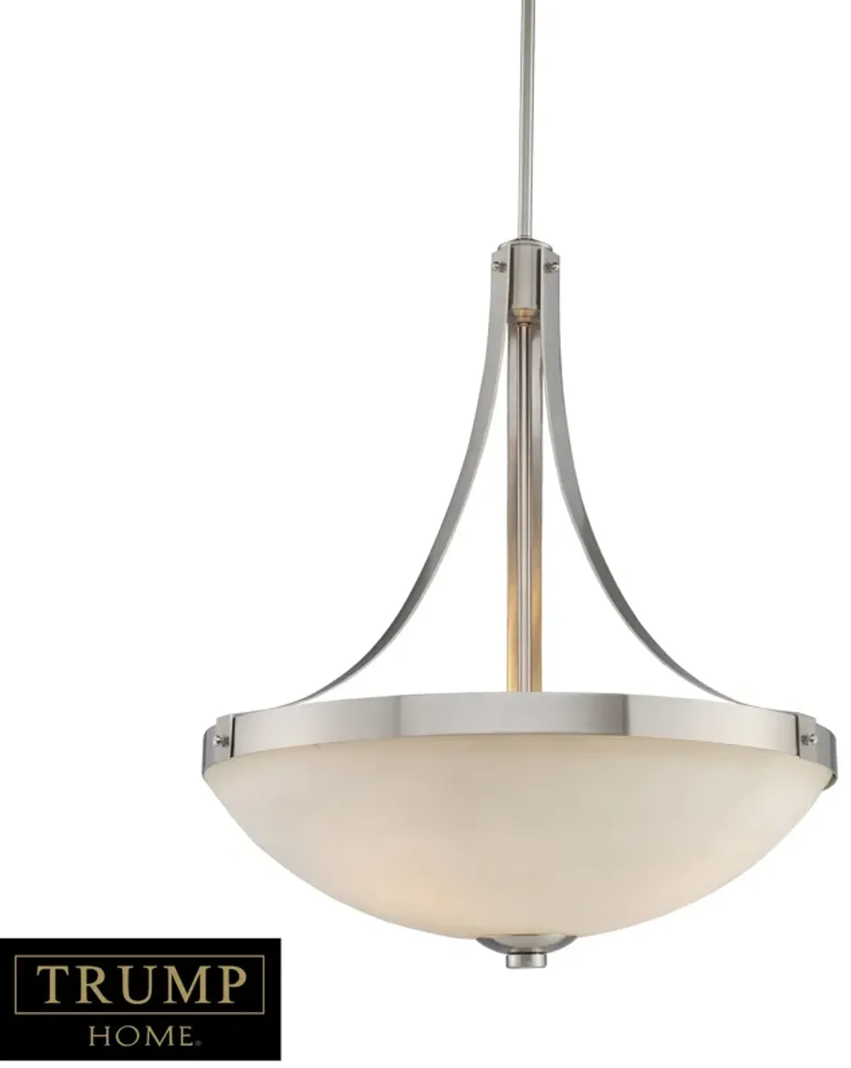 3-Light Pendant in Brushed Nickel with White Glass