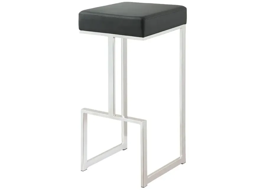 Gervase Square Bar Stool Black and Chrome