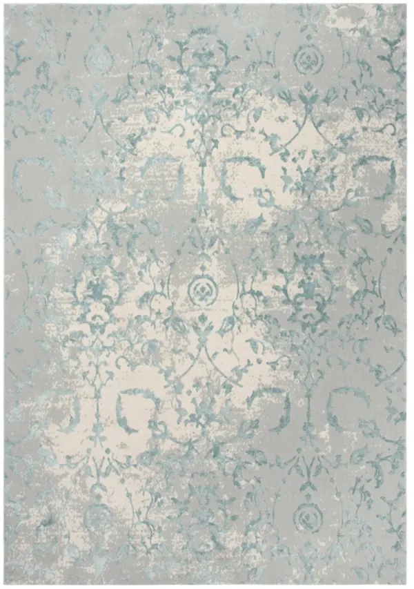 Chelsea Gray/Blue Vine/Scroll Polyester 3'11" x 5'6" Rectangle Rug