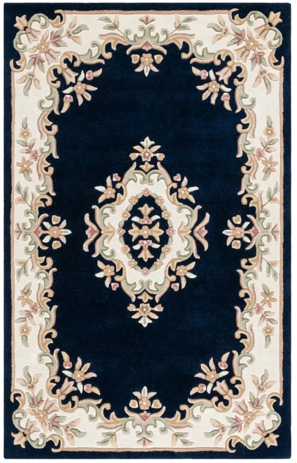 AUBUSSON 301 NAVY  3' x 5' Small Rectangle Rug