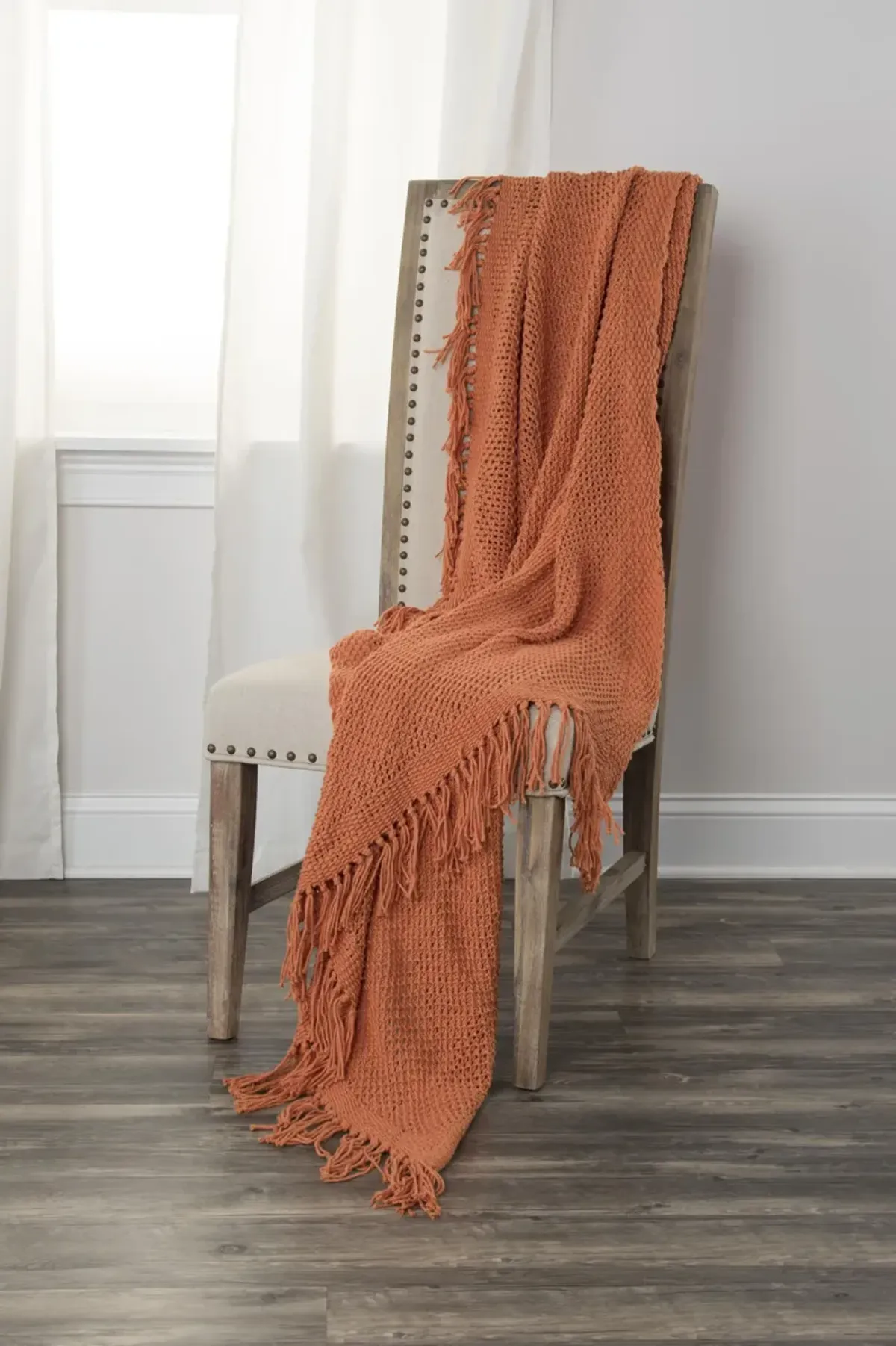 All Over Pattern Solid Orange Throw