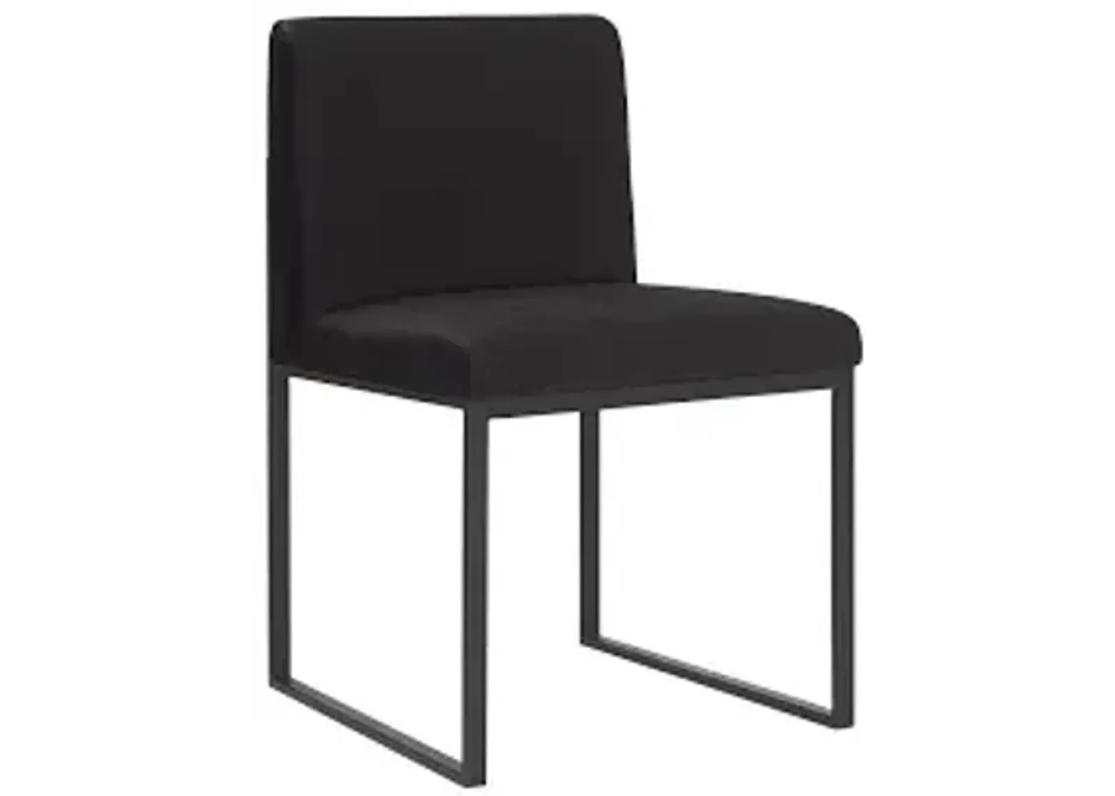 frozen dining chair, black velvet fabric, matte black metal frame