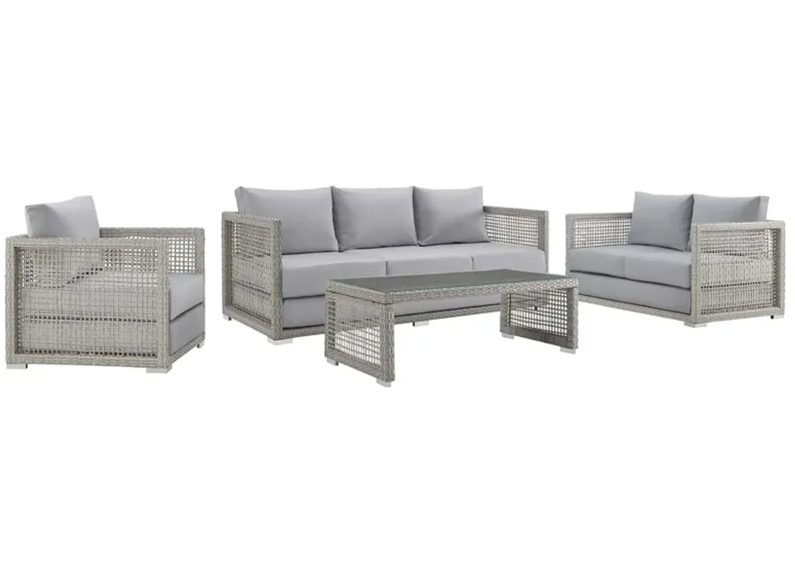 Aura 4 Piece Outdoor Patio Wicker Rattan Set